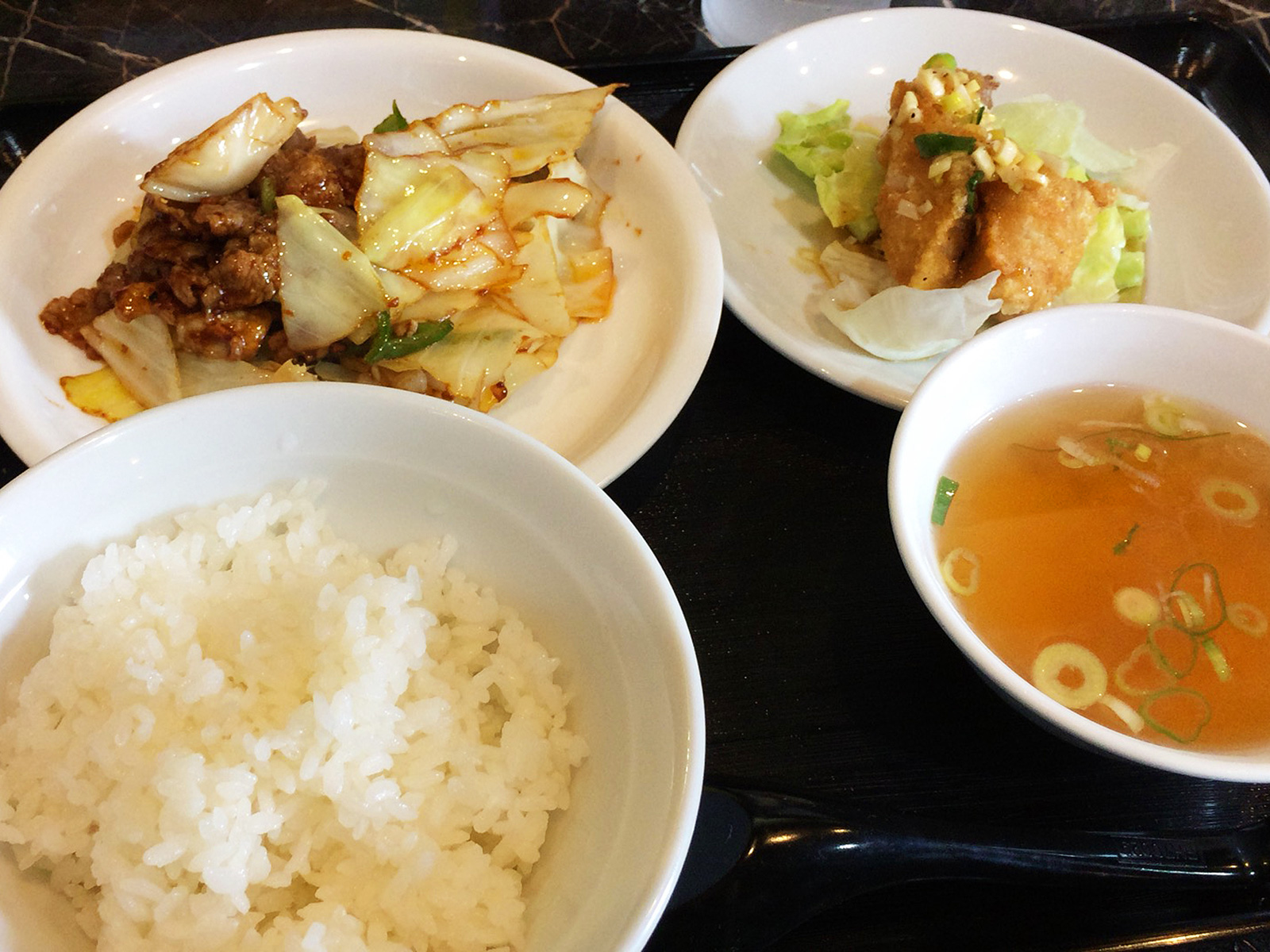 「蒼天」の回鍋肉と白身魚のねぎソースかけランチ @中小田井