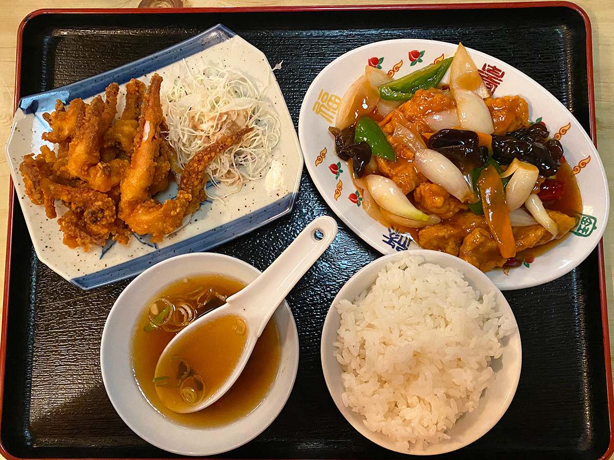 「台湾料理 大安」の酢豚とゲソ唐揚げ定食 @清須市下小田井